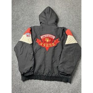 Mens Hooded Starter San Francisco 49ers NFL Black Jacket, Size 3XL
